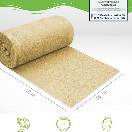 Rodent carpet made of 100% hemp on a roll, 10m long, 60cm wide, 5mm thick 
