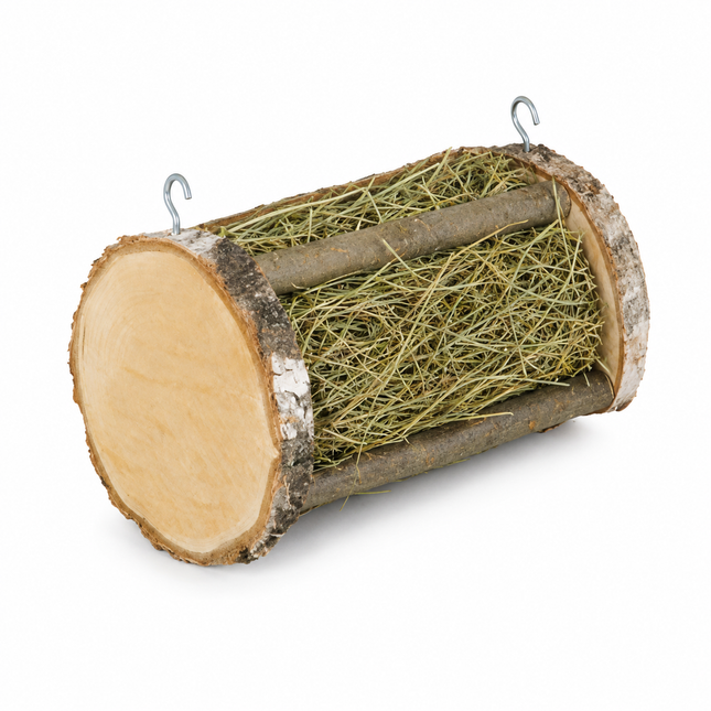 Heurolle / Heuraufe - Futterspender aus Birkenholz, 25cm lang