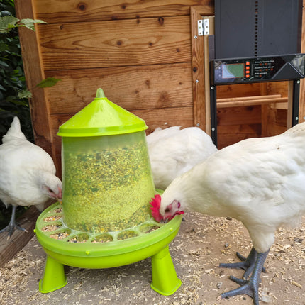 Distributeur automatique de nourriture pour poulets de 4 kg avec pieds et mécanisme de suspension