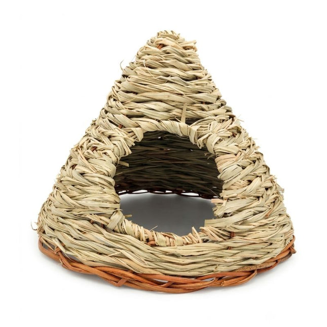 Geflochtene Graspyramide für Nager – 28 x 28 x 22 cm – natürlicher Rückzugsort & Knabberversteck