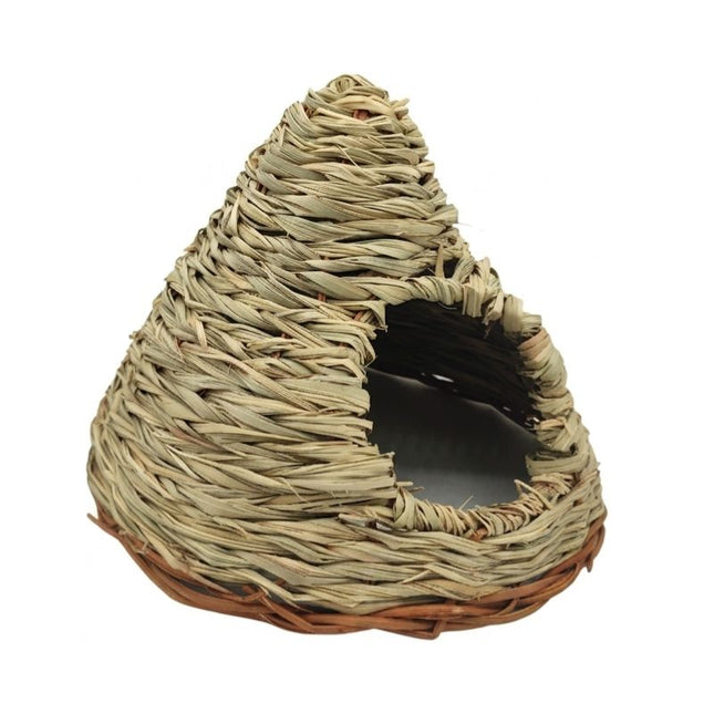 Geflochtene Graspyramide für Nager – 28 x 28 x 22 cm – natürlicher Rückzugsort & Knabberversteck