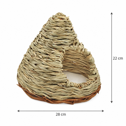 *Aktion* Geflochtene Graspyramide für Nager – 28 x 28 x 22 cm – natürlicher Rückzugsort & Knabberversteck