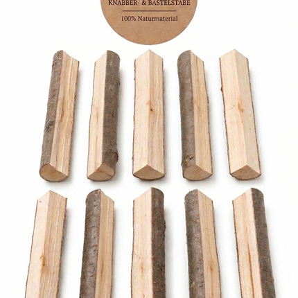 15x Haselnuss Knabberstangen – Naturäste für Kleintiere & Bastelprojekte