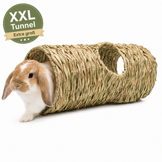 *Aktion* XXL Grasröhre mit mehreren Öffnungen – 51 x 22 x 22 cm – natürlicher Spiel- & Rückzugsort für Nager