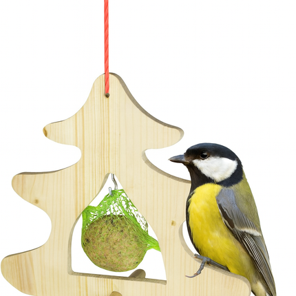 Meisenknödelhalter aus Holz – Weihnachtsbaum-Design, stabile Futterstation für Wildvögel, 25×25 cm