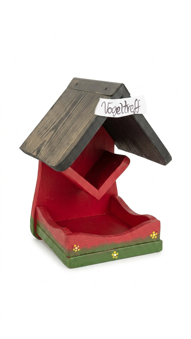 Futterhalter „Vogeltreff“ für Wildvögel – 30 × 21 × 20 cm – dekorative Vogelfutterstation aus Holz