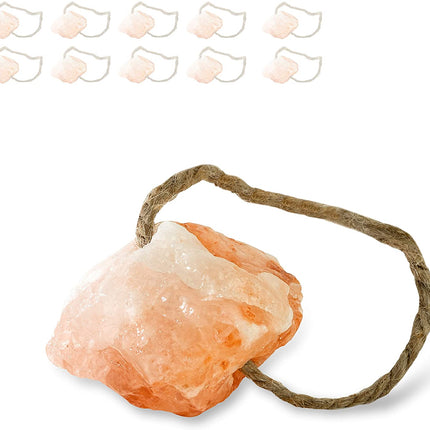 Hochwertiger Salzleckstein “Bergkristall” 10er Set Leckstein mit Kordel, insgesamt ca. 1 kg, für Nagetiere