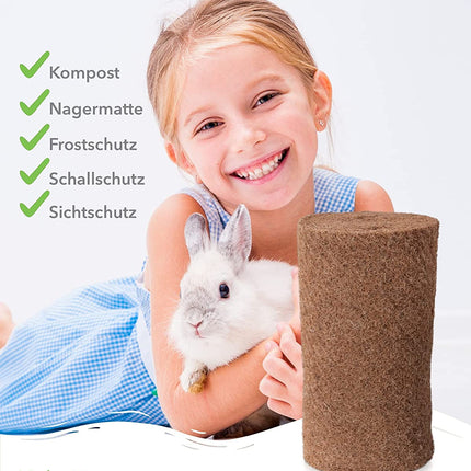 Coconut mat made of 100% coconut fibers - 100cm x 5m roll rodent carpet with natural latex - natural product by the meter 
