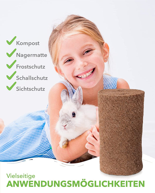 Coconut mat made of 100% coconut fibers - 100cm x 5m roll rodent carpet without latex - natural product by the meter 