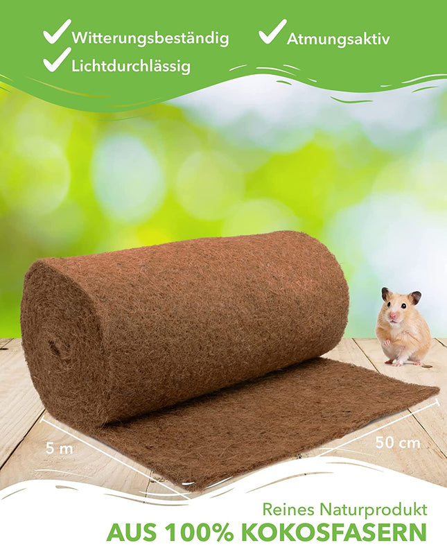 Kokosmatte aus 100% Kokosfasern – 50cm x 5m Rolle Nagerteppich mit Naturlatex