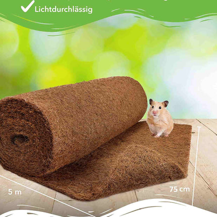 Coconut mat made of 100% coconut fibers - 75cm x 5m roll rodent carpet without latex - natural product by the meter 