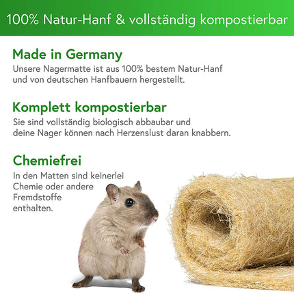 Rodent carpet made from 100% hemp, 70cm x 50cm, 5mm thick 