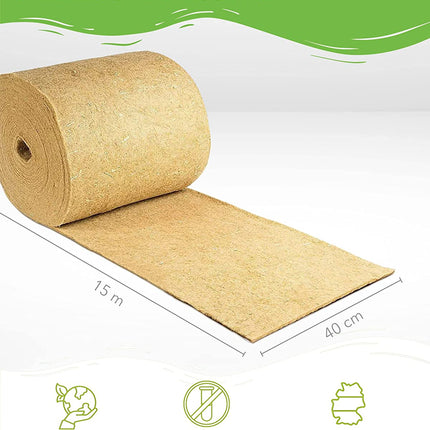 Rodent carpet made of 100% hemp on a roll of 15m length, 40cm width, 10mm thick